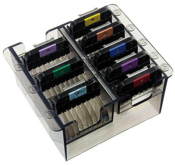 Набор цветных насадок NEW со стальными зубцами к роторным машинкам Moser, Wahl